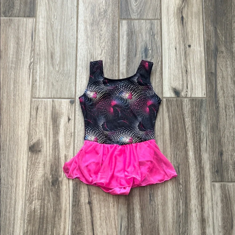 Pink and Black Dance Leotard with Skirt